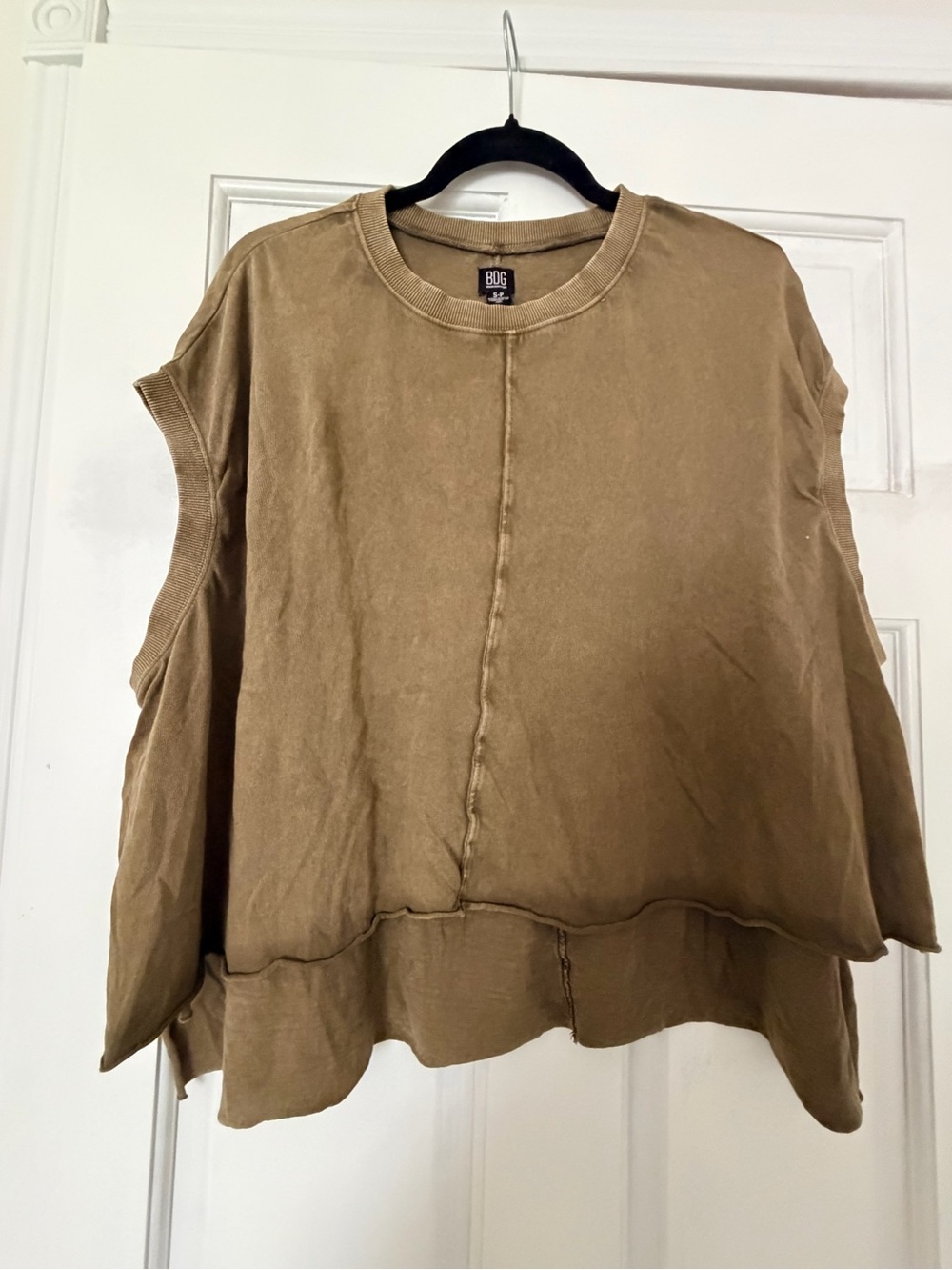 BDG Washed Olive Flowy Short Sleeve Shirt